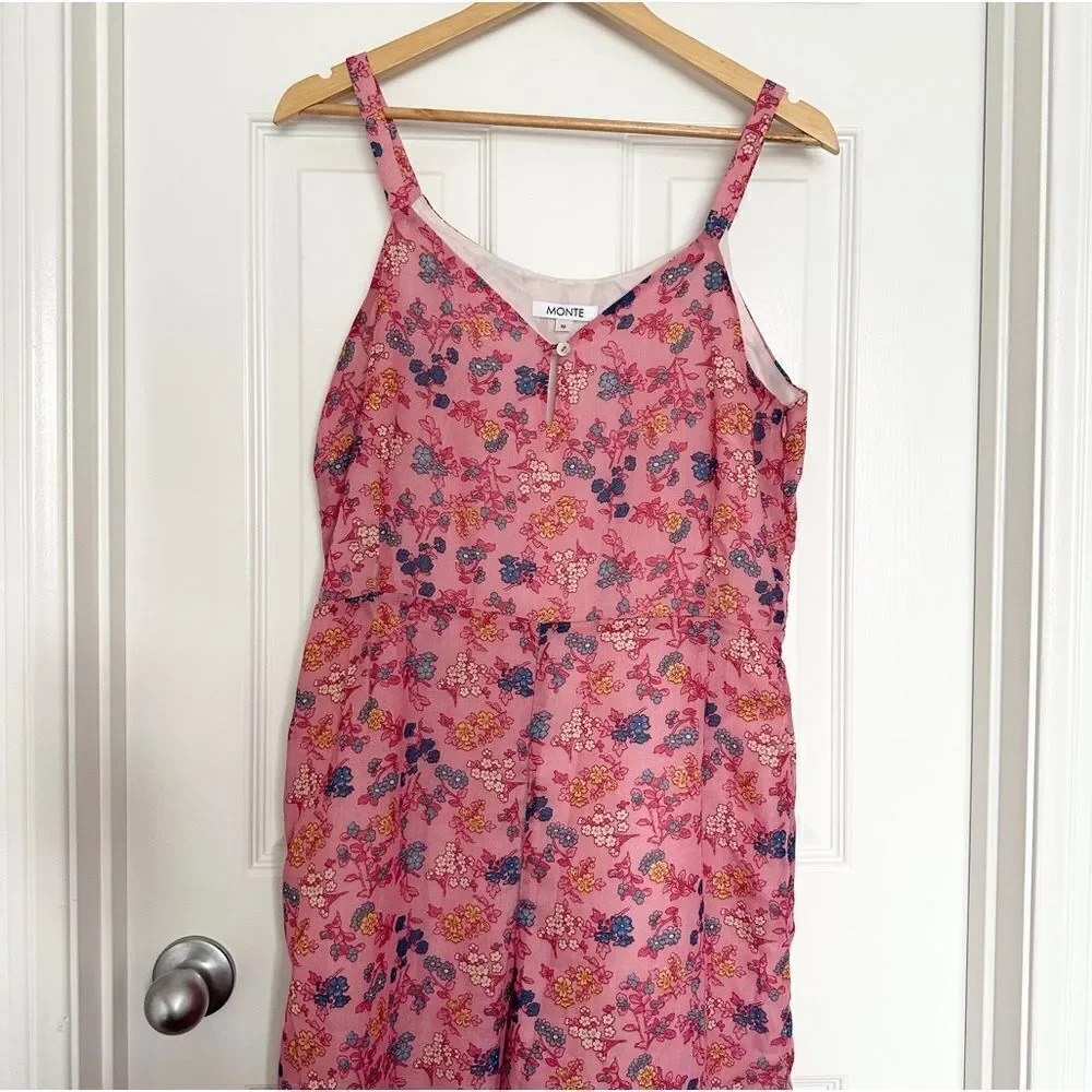 Monte the Label Wide Leg Pink Floral Keyhole Jumpsuit - Picture 2 of 11